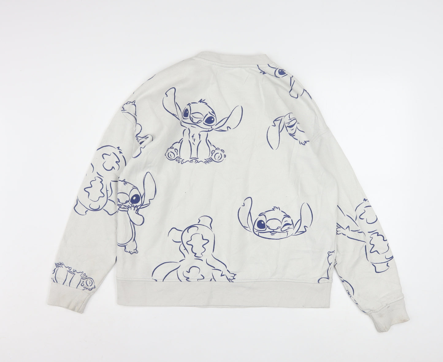 Disney Womens White Stitch Print Pullover Sweatshirt Size 10/12