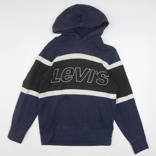 Levi's Men's Blue Pullover Hoodie Small Logo Graphic Cotton