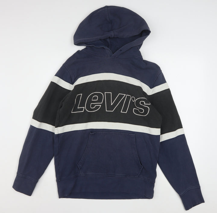 Levi's Men's Blue Pullover Hoodie Small Logo Graphic Cotton