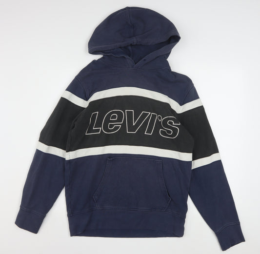 Levi's Men's Blue Pullover Hoodie Small Logo Graphic Cotton