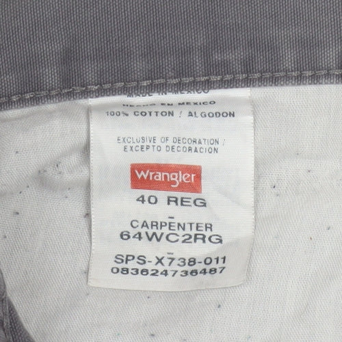 Wrangler Men's Grey Cargo Shorts Size 40 Regular Cotton Workwear