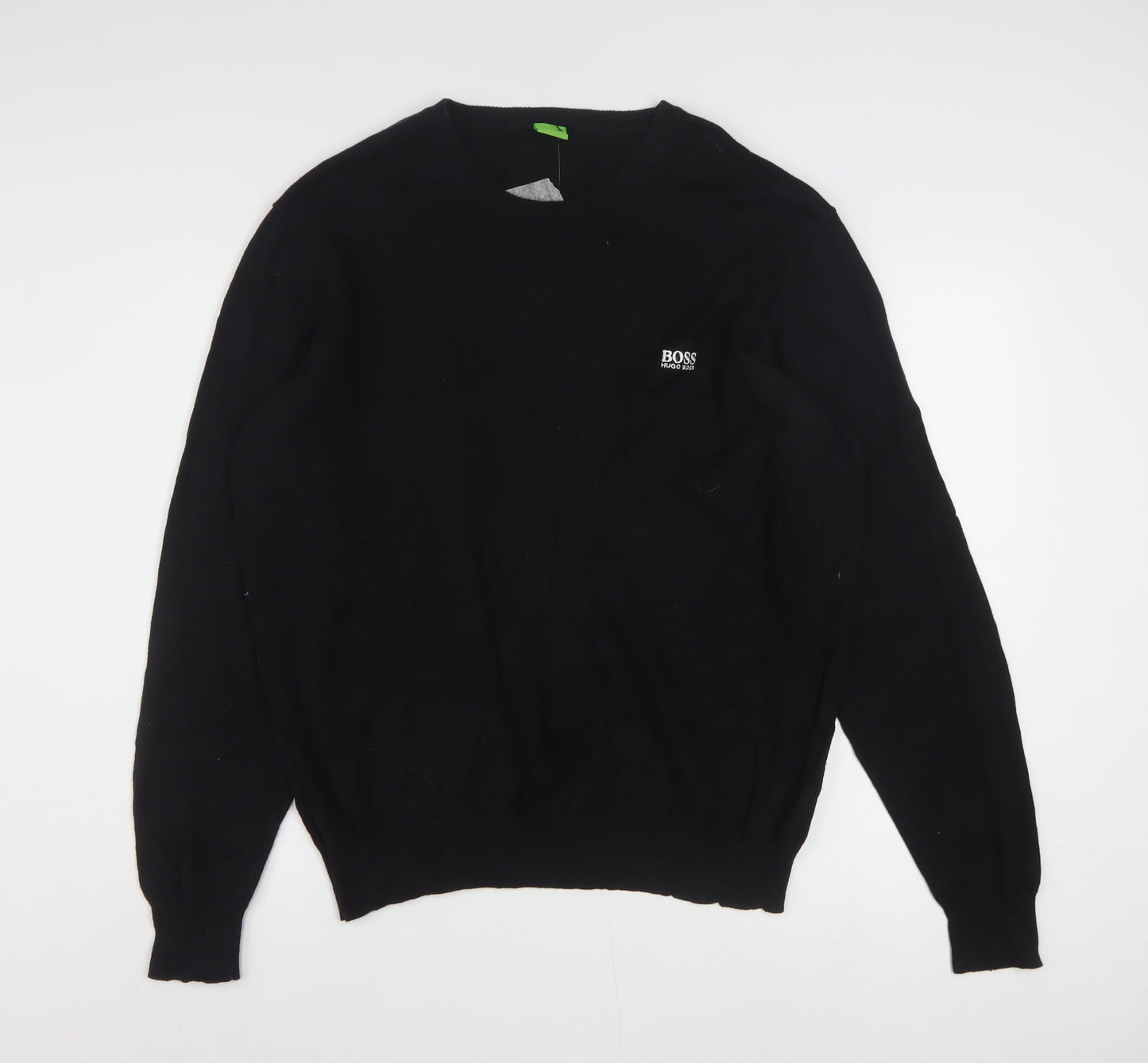 Hugo Boss Men’s Black 2XL Crew Neck Cotton Pullover Jumper
