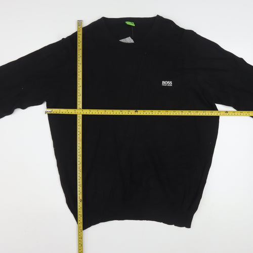 Hugo Boss Men’s Black 2XL Crew Neck Cotton Pullover Jumper