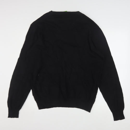 Hugo Boss Men’s Black 2XL Crew Neck Cotton Pullover Jumper