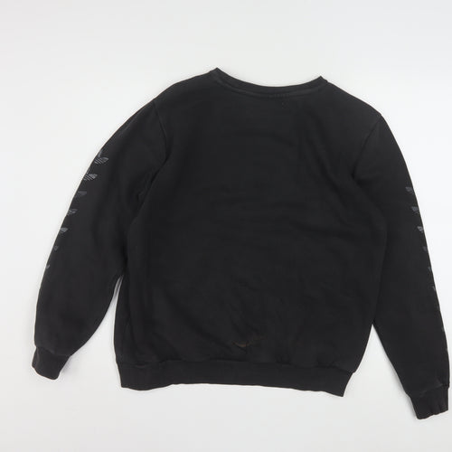 Adidas Boys Black XL Crew Neck Pullover Sweatshirt with Logo Sleeves