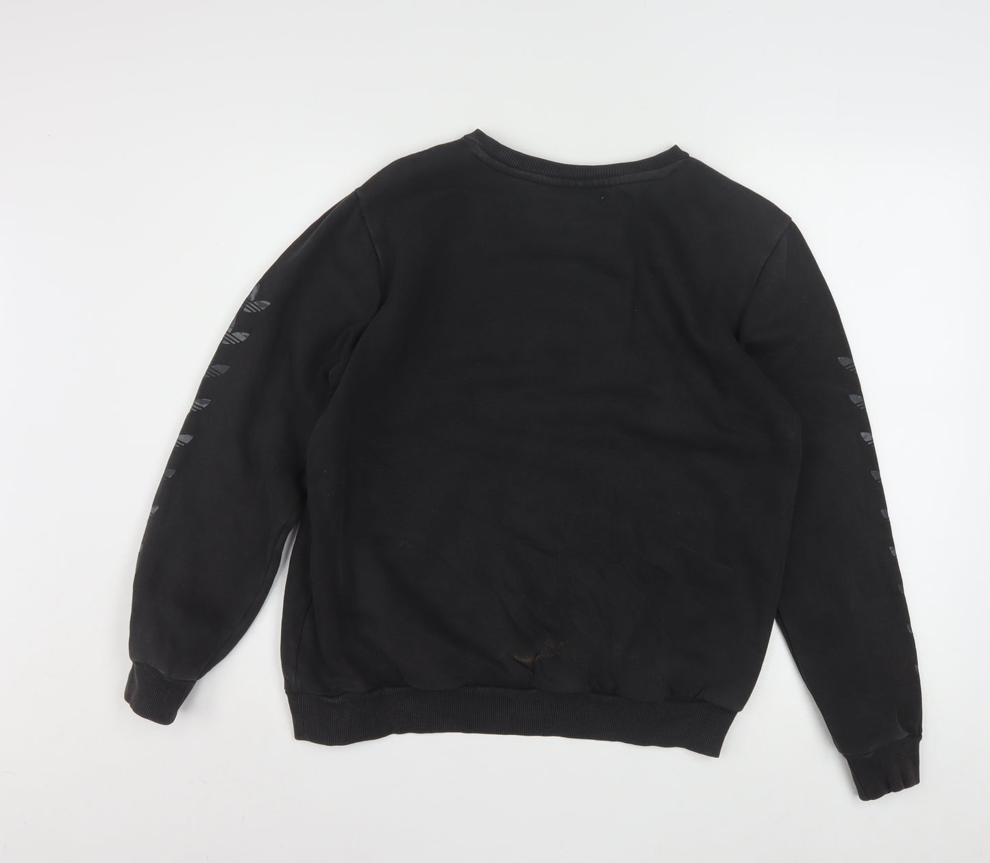 Adidas Boys Black XL Crew Neck Pullover Sweatshirt with Logo Sleeves