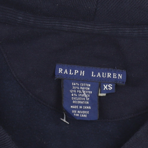 Ralph Lauren Women's Blue Hooded Button Cardigan XS