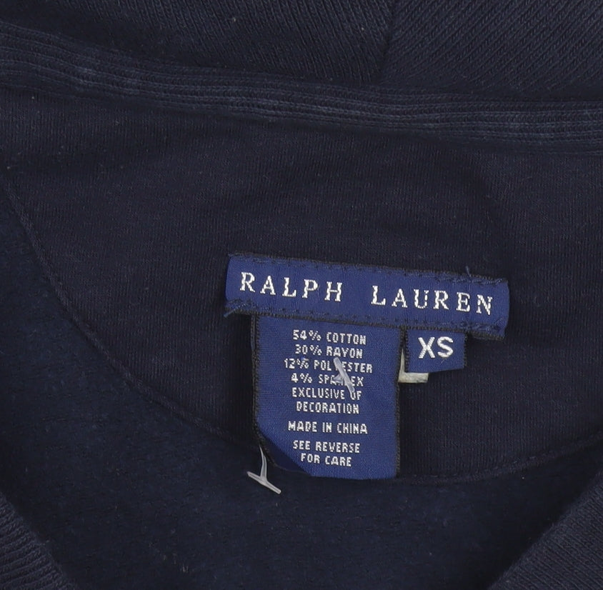 Ralph Lauren Women's Blue Hooded Button Cardigan XS