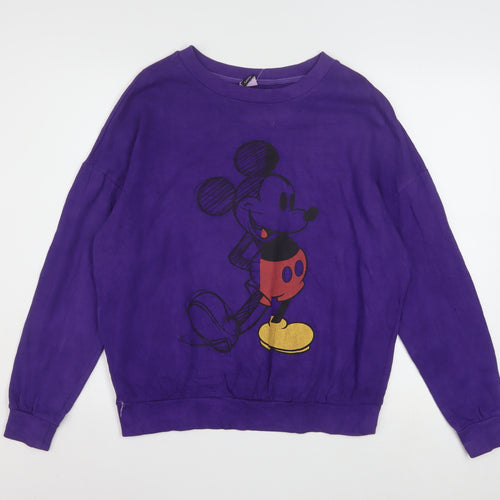 Disney George Women's Purple Mickey Sweatshirt Size 12-14 Cotton