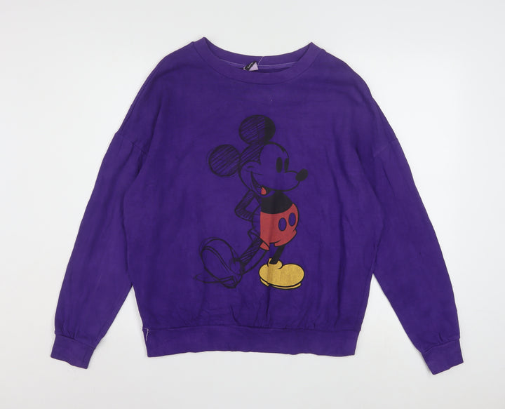 Disney George Women's Purple Mickey Sweatshirt Size 12-14 Cotton