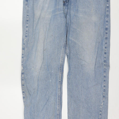 Wrangler Men's Blue Light Wash Straight Leg Denim Jeans 35x32 Regular Fit