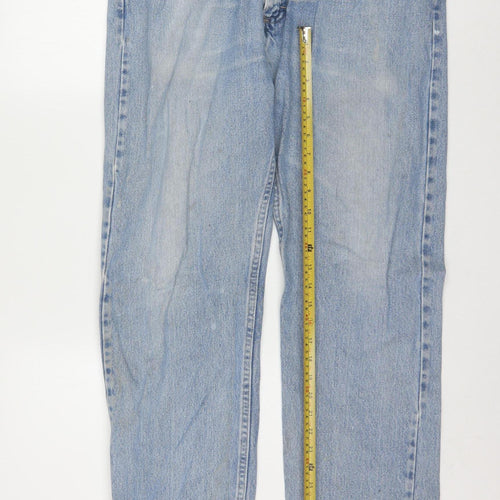 Wrangler Men's Blue Light Wash Straight Leg Denim Jeans 35x32 Regular Fit