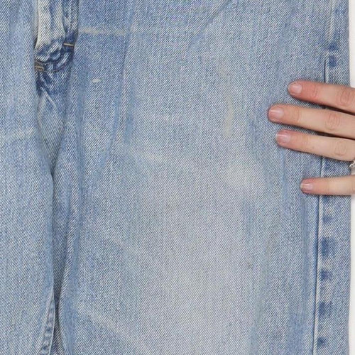 Wrangler Men's Blue Light Wash Straight Leg Denim Jeans 35x32 Regular Fit