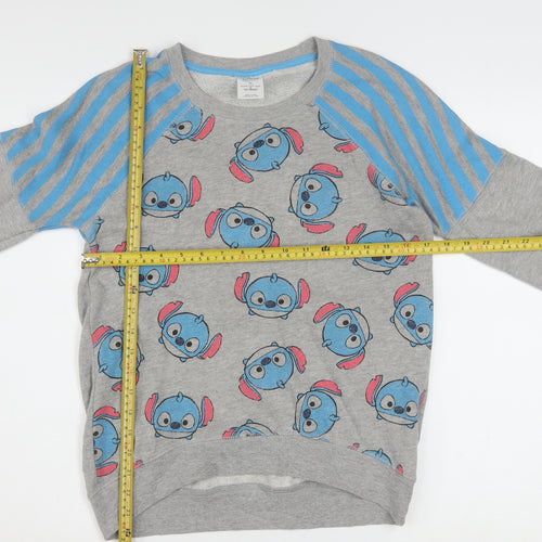 Disney Store Women’s Grey Stitch Pullover Sweatshirt XS Cotton Blend