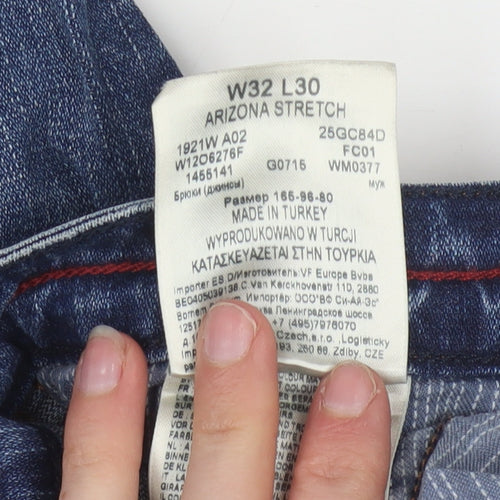Wrangler Men's Blue Straight Leg Arizona Stretch Denim Jeans W32 L30