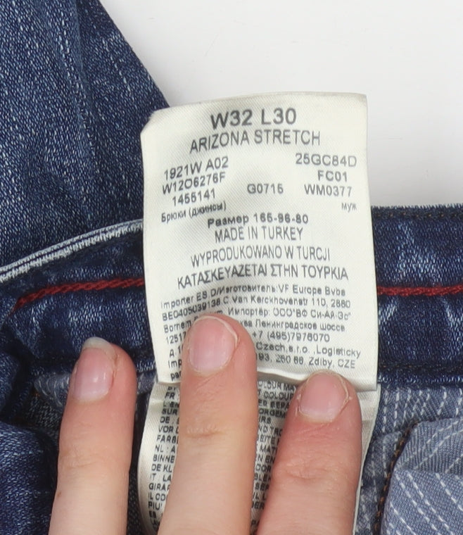 Wrangler Men's Blue Straight Leg Arizona Stretch Denim Jeans W32 L30