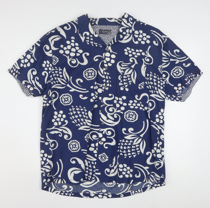 Orvieto Original Men Blue 2XL Short Sleeve Hawaiian Cotton Shirt