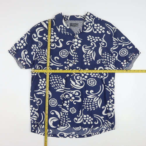 Orvieto Original Men Blue 2XL Short Sleeve Hawaiian Cotton Shirt