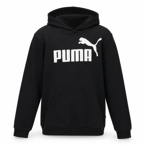 Puma Boys Black Pullover Hoodie 12-13 Years Fleece Logo Sweatshirt