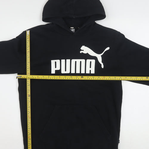 Puma Boys Black Pullover Hoodie 12-13 Years Fleece Logo Sweatshirt