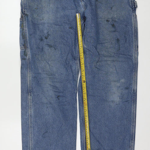 Carhartt Men's Blue 34x36 Relaxed Fit Work Jeans Denim Straight Leg