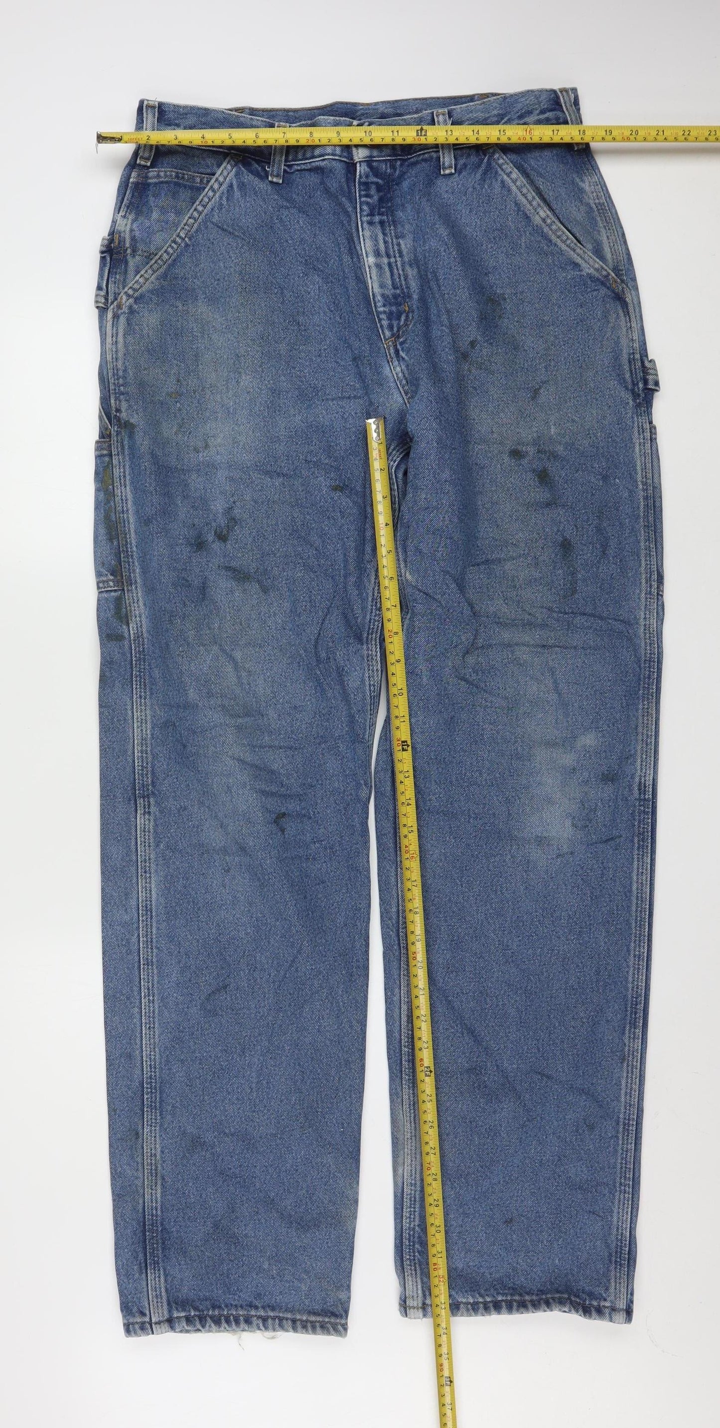 Carhartt Men's Blue 34x36 Relaxed Fit Work Jeans Denim Straight Leg