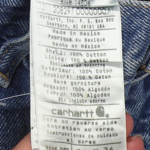 Carhartt Men's Blue 34x36 Relaxed Fit Work Jeans Denim Straight Leg