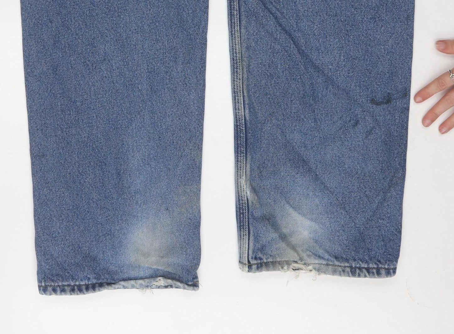 Carhartt Men's Blue 34x36 Relaxed Fit Work Jeans Denim Straight Leg