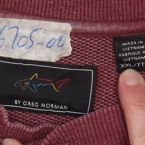 Greg Norman Men’s Red 2XL Cotton Blend Crew Neck Jumper