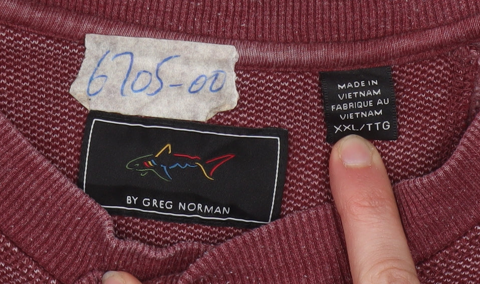 Greg Norman Men’s Red 2XL Cotton Blend Crew Neck Jumper