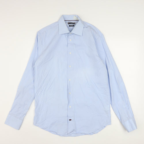 Tommy Hilfiger Men's Blue Regular Fit Long Sleeve Button-Up Shirt Size 15.75/40