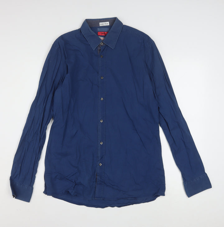 Hugo Boss Men's Blue Long Sleeve Button-Up Shirt Size M