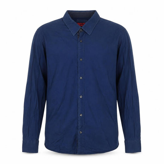 Front view of Hugo Boss Men's Blue Long Sleeve Button-Up Shirt, size M
