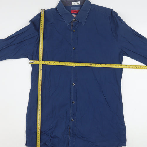 Hugo Boss Men's Blue Long Sleeve Button-Up Shirt Size M