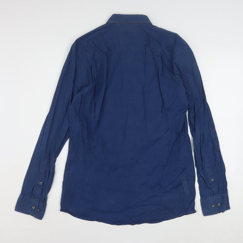 Hugo Boss Men's Blue Long Sleeve Button-Up Shirt Size M