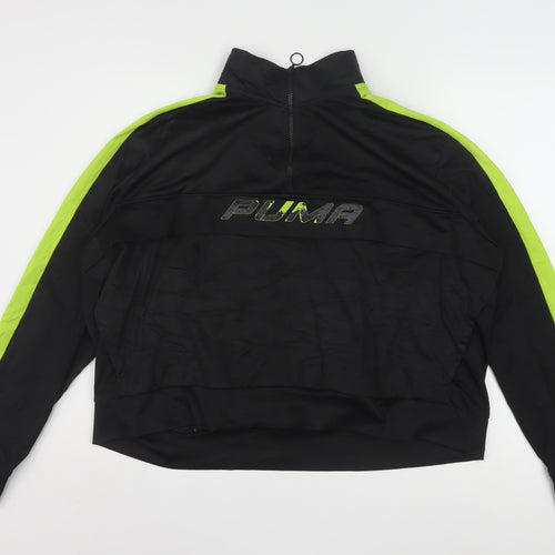 Puma Women's Black & Green 3XL 1/4 Zip Pullover Sweatshirt