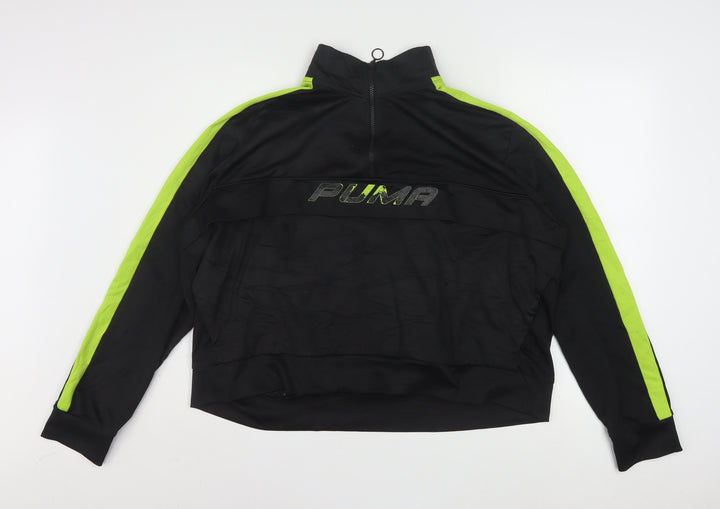 Puma Women's Black & Green 3XL 1/4 Zip Pullover Sweatshirt