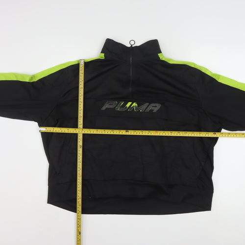 Puma Women's Black & Green 3XL 1/4 Zip Pullover Sweatshirt