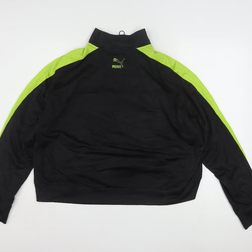 Puma Women's Black & Green 3XL 1/4 Zip Pullover Sweatshirt