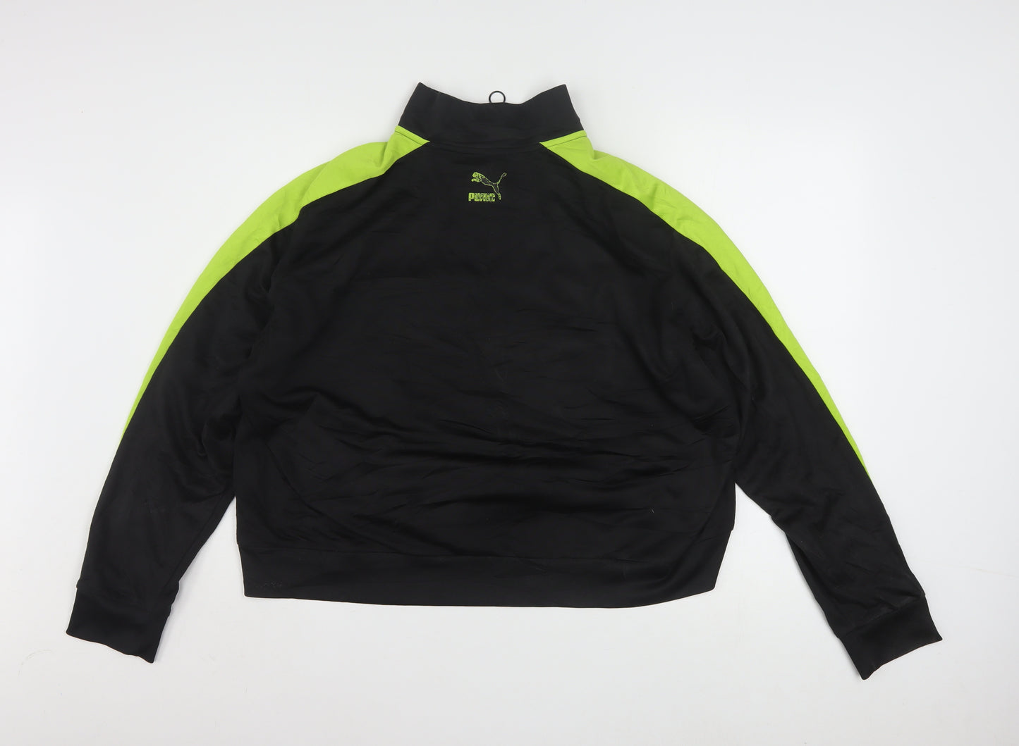 Puma Women's Black & Green 3XL 1/4 Zip Pullover Sweatshirt