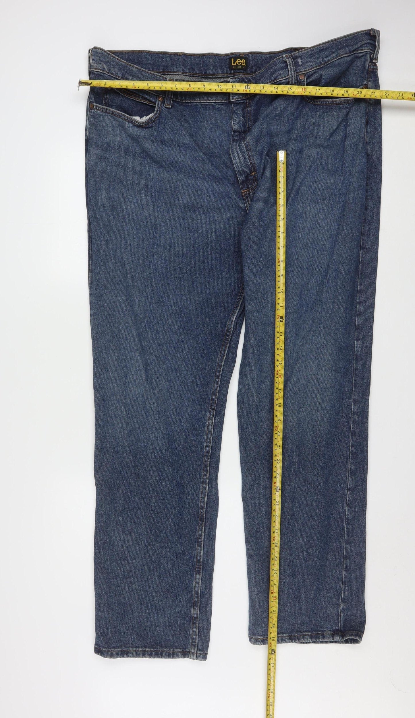Lee Men's Blue Denim Straight Jeans 42x32 Big & Tall