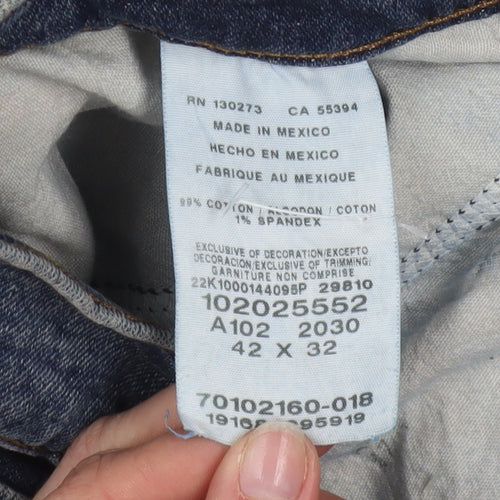 Lee Men's Blue Denim Straight Jeans 42x32 Big & Tall