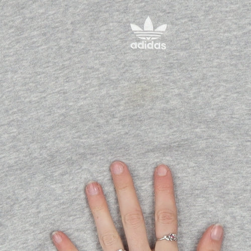 Adidas Women Grey & Lilac 3-Stripes Crew Neck Pullover Sweatshirt XS