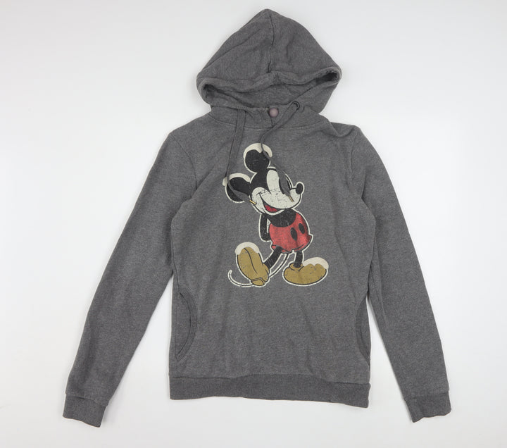 Disney Women Grey Mickey Mouse Pullover Hoodie Medium Cotton Blend