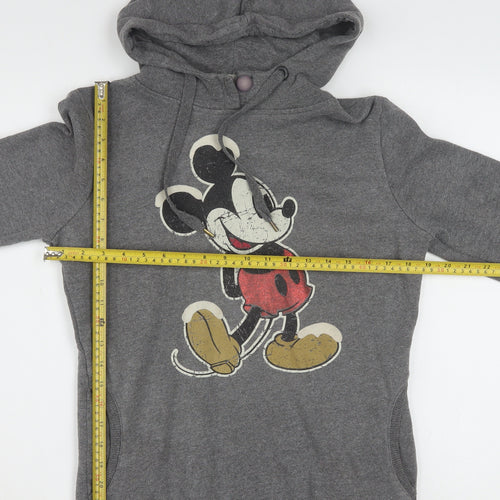 Disney Women Grey Mickey Mouse Pullover Hoodie Medium Cotton Blend