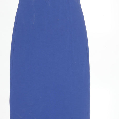 Next Women Blue Cotton Elastane Long Slip Dress Size 10