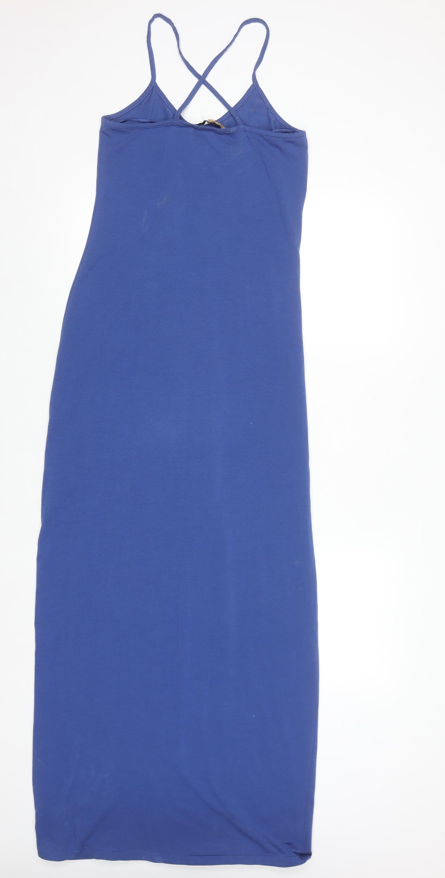 Next Women Blue Cotton Elastane Long Slip Dress Size 10