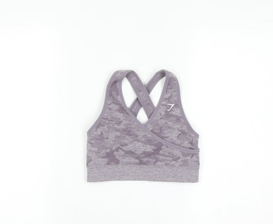 Gymshark Womens Purple Camo Seamless Sports Bra S Racerback Athletic