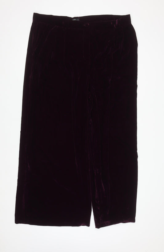 Nobody's Child Women's Purple Velvet Wide-Leg Trousers Size 22