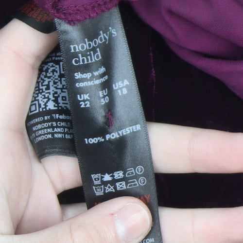 Nobody's Child Women's Purple Velvet Wide-Leg Trousers Size 22
